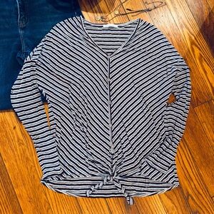 Striped Brown and Blue Women's Top